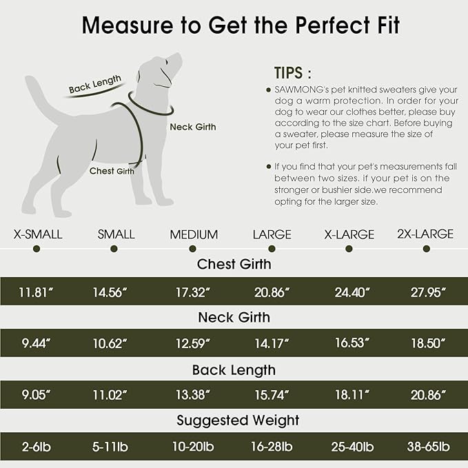 SAWMONG Dog Sweater for Small Dogs, Turtleneck Knitted Pullover Sweater Sweatshirt, Classic Winter Warm Pet Sweater for Boy Girl Pet Chihuahua, French Bulldog, Golden Retriever, Pug, Cat (Green, XS)