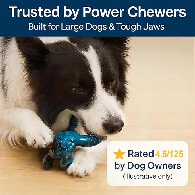 Indestructible Dog Chew Toy for Aggressive Chewers – Durable Nylon Crab Shape, Bacon Flavor, Treat Dispensing Chew Toy for Large Dogs, Teeth Cleaning & Anxiety Relief