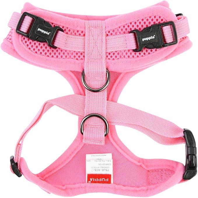 Authentic Puppia RiteFit Harness with Adjustable Neck, Pink, Medium