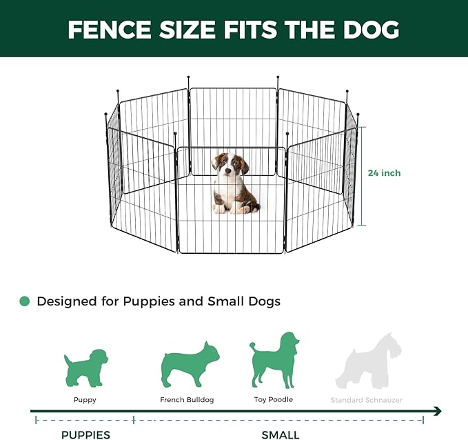 FXW MiniPaws Dog Playpen for Yard & RV Camping, Expandable 24-inch 24 Panels for Puppies and Small Dogs, Portable for Indoor and Outdoor Use