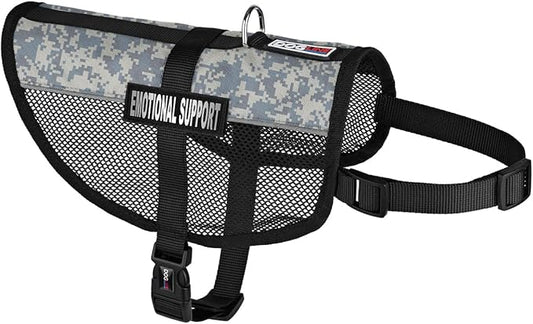 Dogline MaxAire Vest Emotional Support Removable Patch Adjustable Harness Reflective for Puppies Small Medium and Large Dogs 22 by 29 Inch Girth Urban Camo