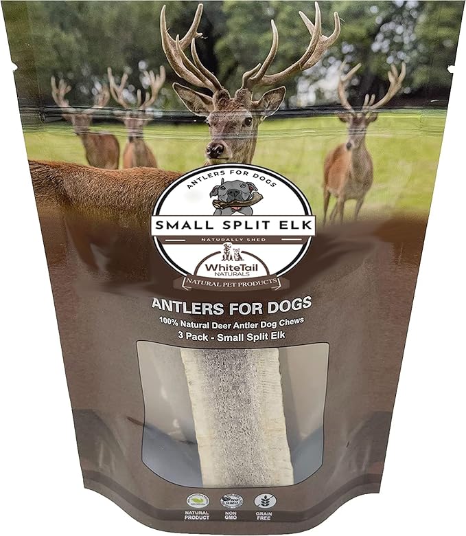 WhiteTail Naturals Premium Split Elk Antlers for Dogs (6 Pack- Small to Medium) All Natural Dog Chews | Naturally Shed, Antler Bone Half-Cut