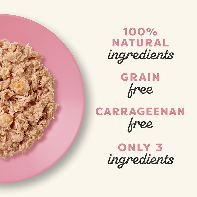 Applaws Natural Wet Cat Food in Broth, Limited and Natural Ingredients, High Protein with No Artificial Additives, Tuna Fillet & Shrimp in Broth (12 x 2.47oz Pouches)