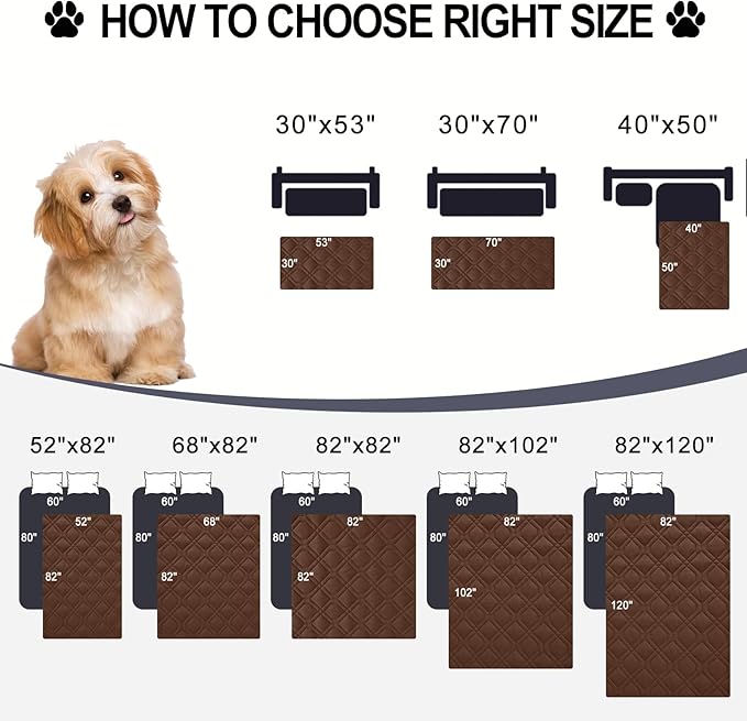 Smiry Waterproof Dog Blanket, 82x102 Inch Soft Pet Bed Cover Reversible, Washable Sofa Couch Furniture Protector for Small Medium Large Dog Puppy Cat, Geometric, Brown/Chocolate