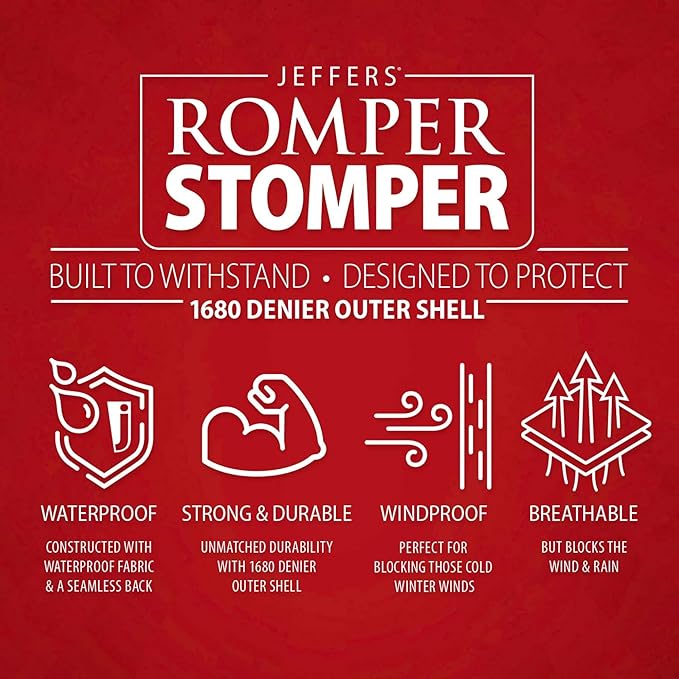 Jeffers Romper Stomper 1680 Denier Heavyweight Waterproof Turnout Blanket, 360g Polyfill, Standard Neck, Brown, 87" | Horse Blanket for Winter with Adjustable Buckle Closure - Breathable Equine Gear