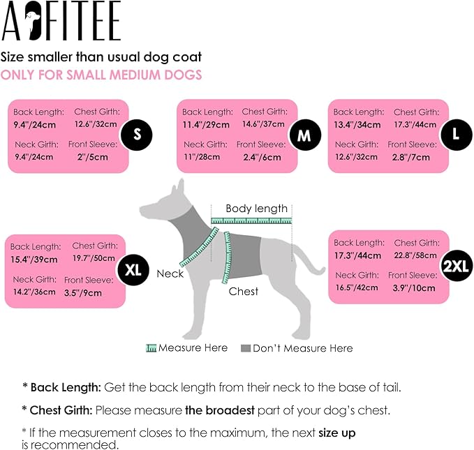 AOFITEE Dog Coat, Waterproof Dog Jacket for Winter, Warm Fullbody Dogs Snowsuit, Winter Coat for Small Dogs, Zip Up Pet Puffer Jacket Fleece Vest, Outdoor Reflective Cold Weather Pet Coats, Medium