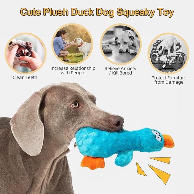 Adpartner Plush Squeaky Dog Toys, 2 Pack Squeak Duck Stuffed Squeaky Toys for Small, Medium Dogs to Keep Them Busy, Interactive Crinkle Dog Toys Soft Pet Chew Toy for Training and Reduce Boredom