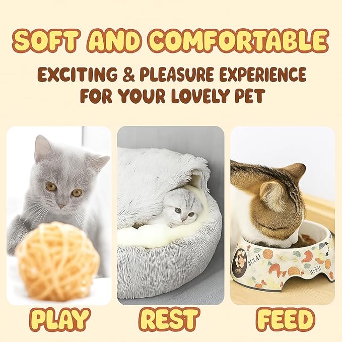 Nest Bed - Lapcatz Cat Beds for Indoor Cats, Fluffy Cat Bed Cave Plush Warm Nest for Cats (Storm,M 20"x20")