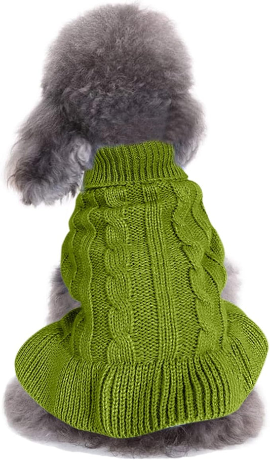 CHBORCHICEN Small Dog Sweaters Knitted Pet Cat Warm Dog Sweatshirt Winter Clothes Kitten Puppy Sweater (XS, Dress-Light Green)