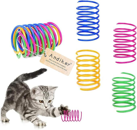 Andiker Interactive Cat Spiral Creative Spring Toy to Kill Time and Keep Fit, Sturdy and Heavy Plastic for Swatting, Biting, Hunting Kitten Toys, Colorful, 12 pcs