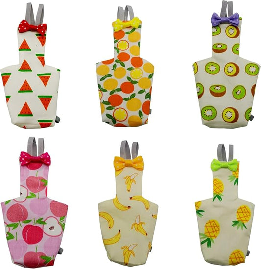 6PCS Washable Reusable Bird Diapers with Waterproof Lining & Adjustable Straps – Soft Parrot Diaper Clothes Costume Set for for Parakeets, for Budgies, for Mini Macaws (L)