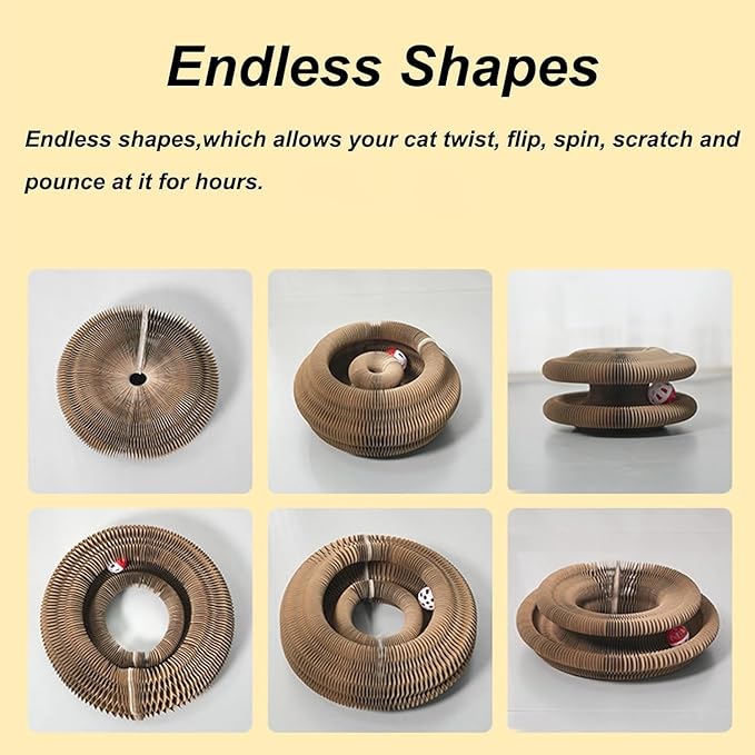 Kitty Kurl Cat Toy,Magic Organ Cat Toy,Magic Organ Cats Scratcher Board,Foldable Recyclable Accordion Toys with Ball for Indoor Cats Playing(2pc)