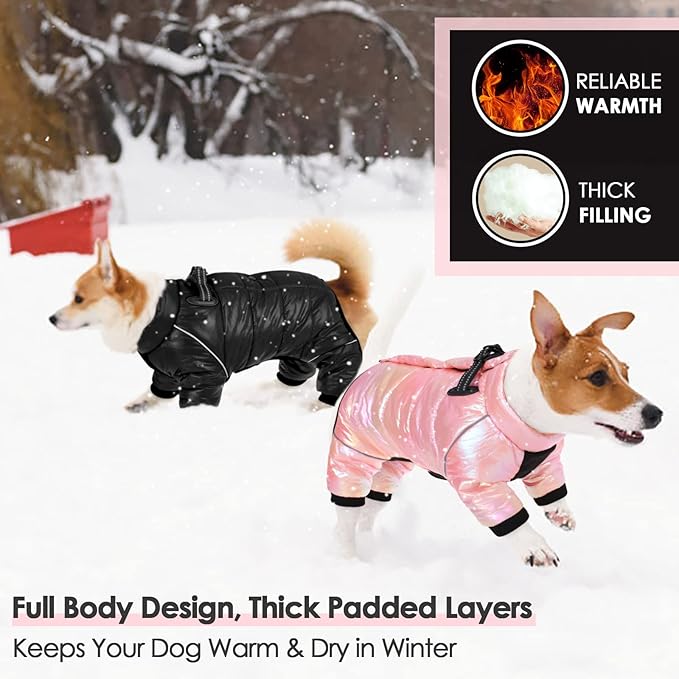 AOFITEE Dog Coat, Waterproof Dogs Jacket for Winter, Warm Fullbody Small Dog Snowsuit, Winter Coat for Small Dogs, Zip Up Pet Puffer Jacket Fleece Vest, Outdoor Reflective Pet Snow Jackets, XXL