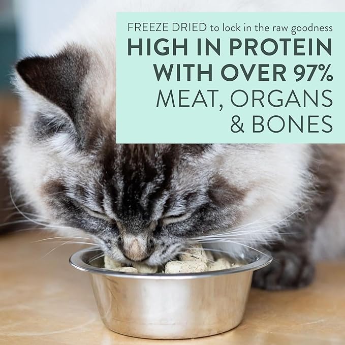 The New Zealand Natural Pet Food Co Meow Freeze Dried Cat Food - Lamb & Hoki Recipe, High Protein Treats, Meals & Toppers, Dry Cat Food, 9.9 oz