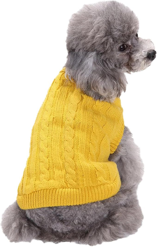 CHBORCHICEN Small Dog Sweaters Knitted Pet Cat Warm Dog Sweatshirt Winter Clothes Kitten Puppy Sweater (XX-Small, Yellow)
