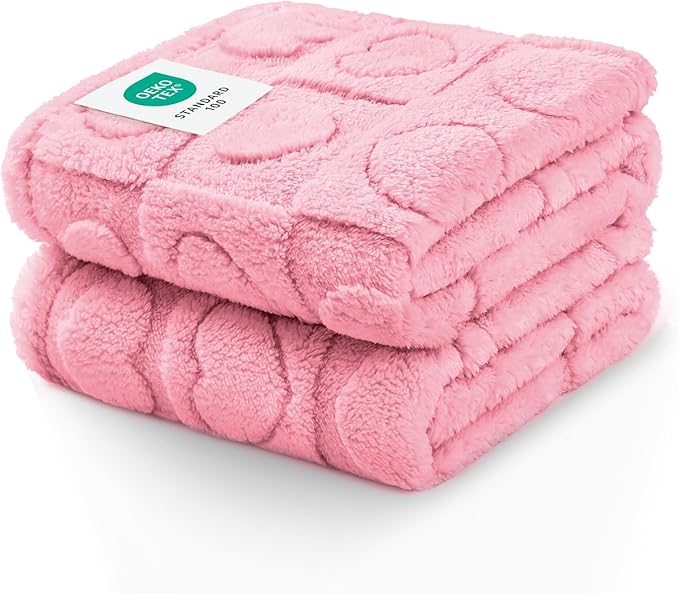 Luciphia 1 Pack 2 Small Dog Blanket Washable Pet Bed Cover Soft Fluffy Puppy Blanket with Premium Fleece 300GSM Cozy Calming Cat Blankets for Indoor Cats Pink 30x20 inch