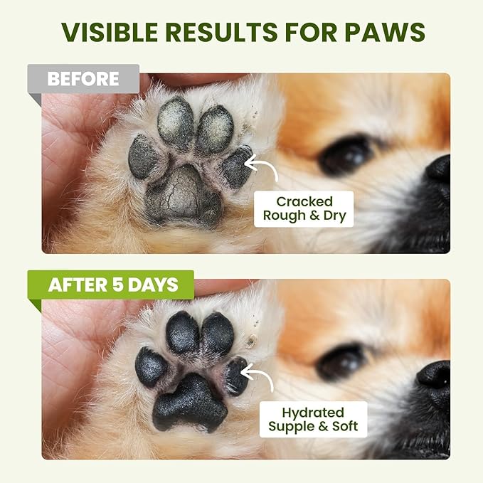 Lick-Safe Dog Paw & Nose Balm with Coconut Oil | All-Natural Moisturizer & Soother for Dry, Cracked Pads & Snout| Cat Wax & Cream, Nose Butter for frenchies| Horse Hoof Care (60 g /2.1 oz)