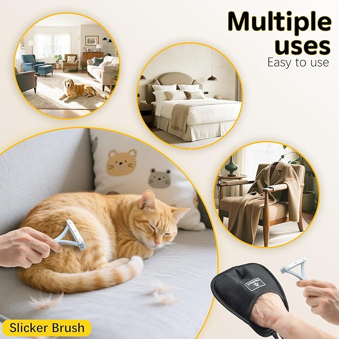 Gloves Pet Hair Removal, Pet Hair Remover Glove, Washable Reusable Dogs Cats Hair Gloves for Furniture Bed Sheets Couch Clothes Carpet Car