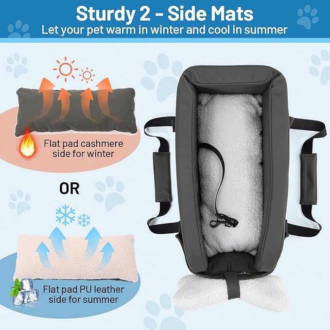 Center Console Dog Car Seat for Small Dogs Puppy Pet Booster Seat for Car PU Leather Travel Pet Car Carriers for Cat with Adjustable Safety Belt Support Pet up to 11lbs