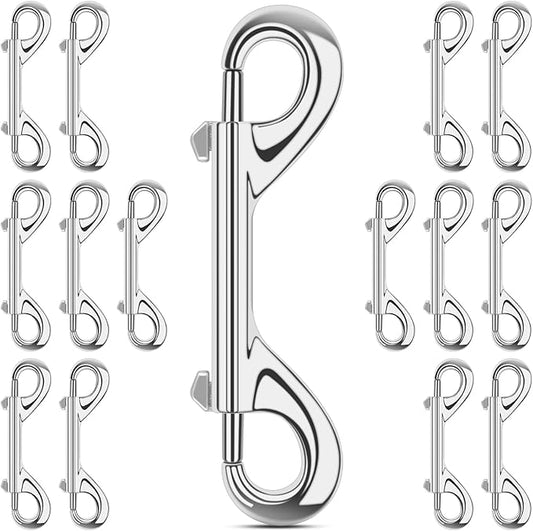 ERKOON 15 Pack Heavy Duty Snap Hooks Double Sided Clips for Hanging Horse Tack Sling Feed Buckets Dog Leash Collar Key Chain Zinc Alloy Metal Snaps Clip (4 Inch)
