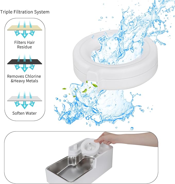Automatic Dog Water Dispenser: White 9L Stainless Steel Gravity Feeder - BPA-Free Large Capacity for Pets