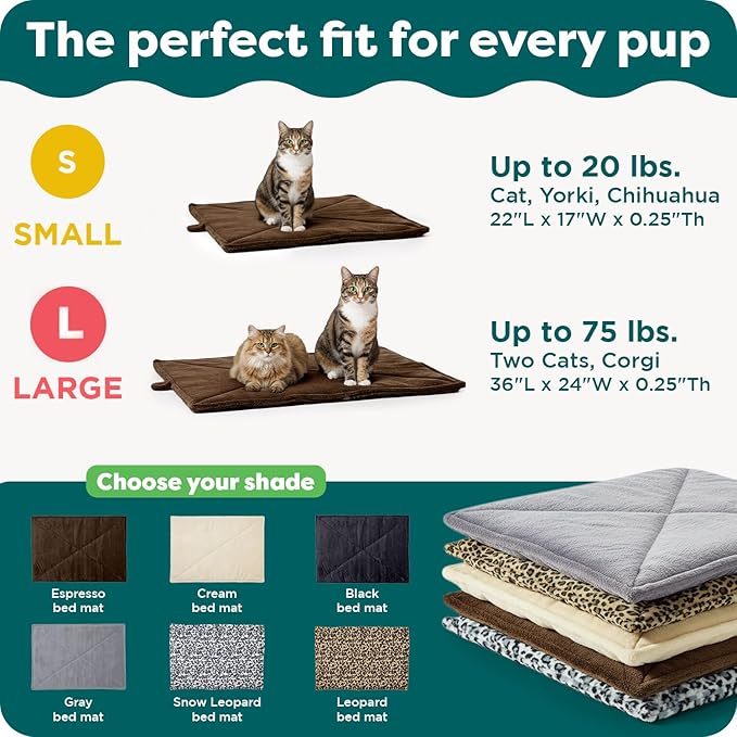 Furhaven ThermaNAP Self-Warming Cat Bed for Indoor Cats & Small Dogs, Washable & Reflects Body Heat - Quilted Faux Fur Reflective Bed Mat - Cream, Small