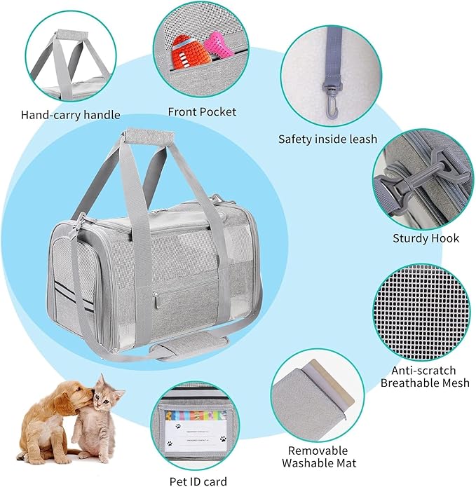 Cat Carrier Dog Carrier Cat Bag Carrier Cat Travel Carrier Travel Carriers Dog Soft-Sided Carrier-Bag Small Pet Carriers for Cats Under 15 lbs, Pink