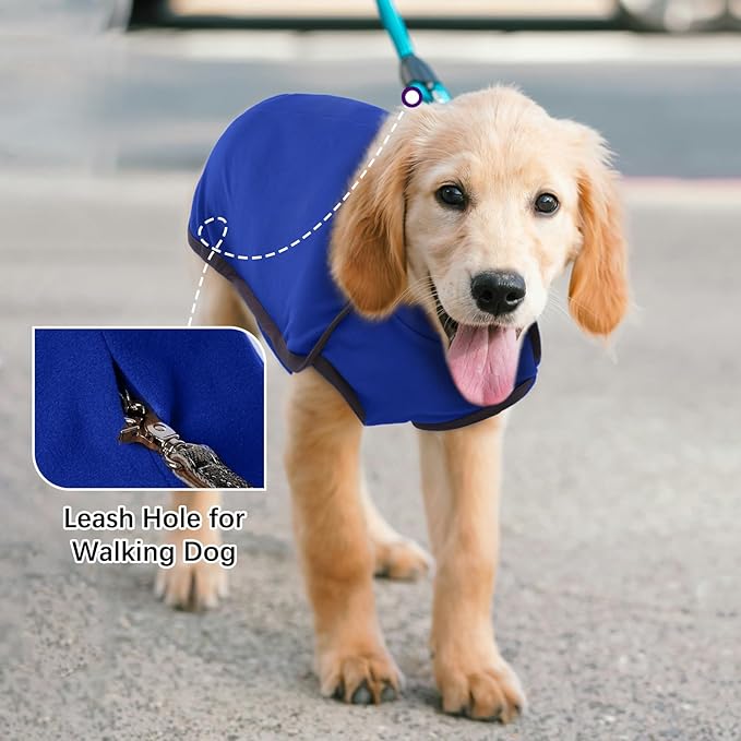 ROZKITCH Fleece Dog Sweaters for Small Dogs Male Female, Pet Windproof Warm Cold Weather Jacket Vest Cozy Jumpsuit Apparel Outfit Clothes for Walking Hiking Travel Sleep Blue XXS