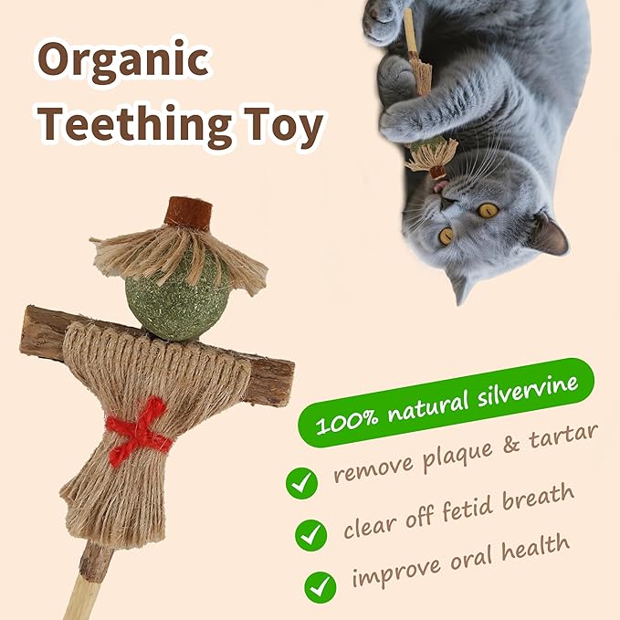 Catnip Toy for Indoor Cats Silvervine Sticks Scarecrow