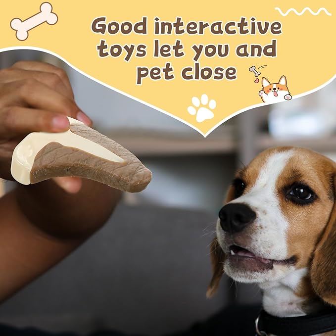 Libima 6 Pieces Chew Toys for Aggressive Chewers, Real Beef Flavor Dog Teething Chew Bones for Breed Puppies Pet Toy with Durable Nylon(Cute,Small and Medium)