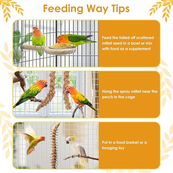 KATUMO Spray Millet Treats, 7Oz / 200g Natural Sun-Dried Bird Treats for Parakeet Conure Cockatiel Finch Pigeon Hamster Canary