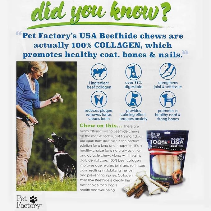 Pet Factory American Beefhide 5" Twist Sticks Dog Chew Treats - Natural Flavor, 1 lb