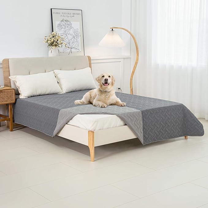 BOCTOPUG Dog Bed Cover for Pets Blankets Rug Pads for Couch Protection Waterproof Bed Covers Dog Blanket Furniture Protector Reusable Changing Pad (Dark Grey+Light Grey, 82"x82")