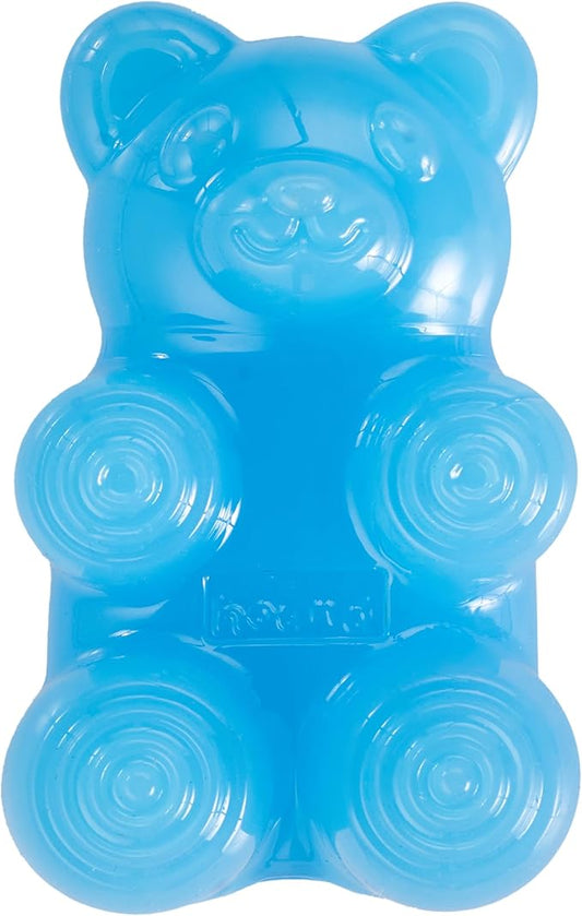 Outward Hound Gummiez Bear 2-in-1 Dental Dog Chew Toy and Dog Treat Stuffer Game, Blue Raspberry Scent, Blue