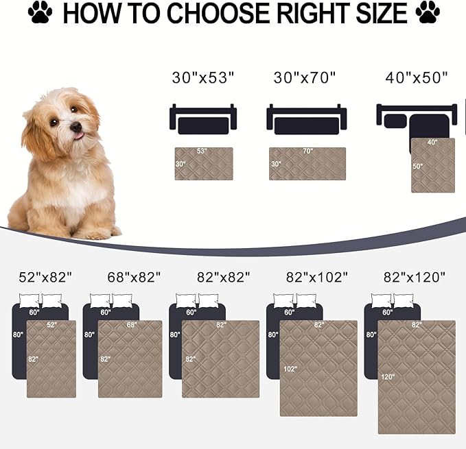 Smiry Waterproof Dog Blanket, 82x120 Inch Soft Pet Bed Cover Reversible, Washable Sofa Couch Furniture Protector for Small Medium Large Dog Puppy Cat, Geometric, Taupe/Beige