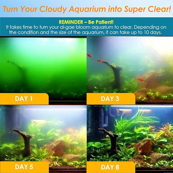 AquaMiracle Aquarium Filter with U - V Light & Pre-Filter Sponge, Fish Tank Filter with Timer for Green Water, Green Clean Machine Turtle Filter with Aeration for Aquarium and Pond 20-70 Gallon