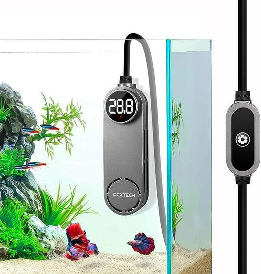 UPETTOOLS 50W Mini Aquarium Heater for 5-10 Gallon Tanks – Submersible Fish Tank Heater with Digital Display & External Temperature Controller, Adjustable 68°F-93°F, for Betta & Turtle Tanks，Shrimp