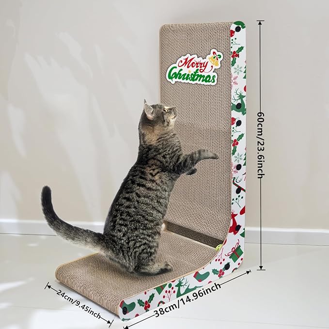 Cardboard Cat Scratcher, 23.6 Inch L Shaped Vertical Cat Scratching Board, Wall-Mount Cat Scratchers for Indoor Cats (Colorful, 6pcs)