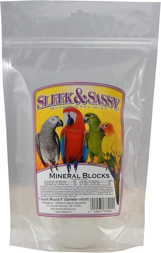 SLEEK & SASSY Large Mineral Block (4" Diameter) for Birds