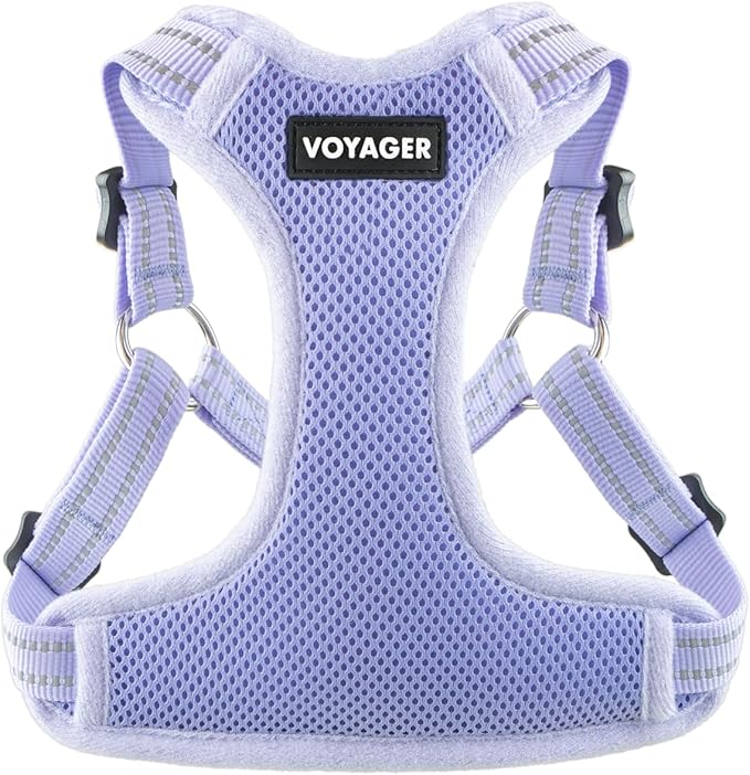 Best Pet Supplies Voyager Mesh Dog Breathable Harness Reflective Stitching, All Weather Adjustable for Walking Training, or Running - Heavy Duty & Durable, Harness (Lavender), XS