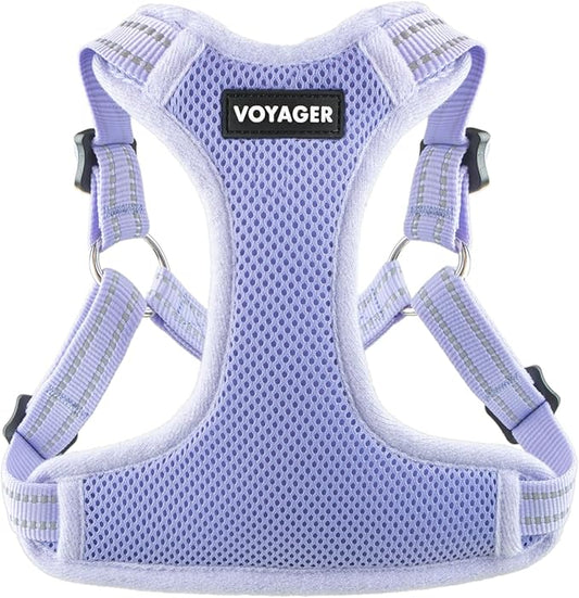 Best Pet Supplies Voyager Mesh Dog Breathable Harness Reflective Stitching, All Weather Adjustable for Walking Training, or Running - Heavy Duty & Durable, Harness (Lavender), XS