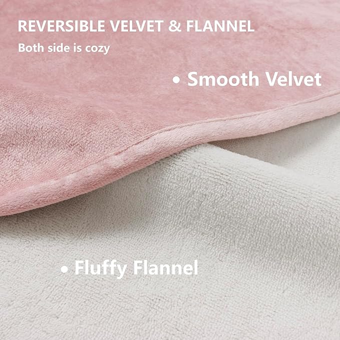 Waterproof Dog Blankets, Washable Pee Proof Pet Blanket for Couch, Soft Reversible Puppy Throw Furniture Protector Cover for Bed Sofa-68"x82",Pink+Cream