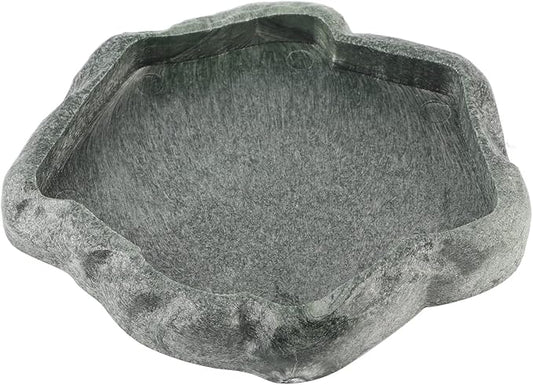 Ejoyous Reptile Rock Food Dish Water Bowl, Resin Terrarium Feeder Feeding Bowl for Tortoise Lizard Amphibian Hermit Turtles (S)