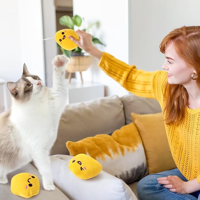 L1rabe Nuggets Catnip Stuffed Toys - Christmas Winter Gifts 5Pcs Funny Yellow Fried Chicken Nuggets Indoor Cat Toys, Kitten Chew Bite Kick Interactive Supplies for Pet Lovers Kitten Birthday Present
