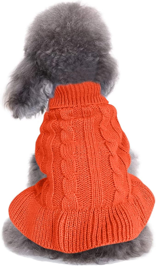 CHBORCHICEN Small Dog Sweaters Knitted Pet Cat Warm Dog Sweatshirt Winter Clothes Kitten Puppy Sweater (XXS, Dress-Orange)