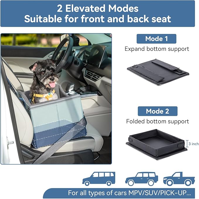 A4PET Dog Car Seat for Small Dogs, Collapsible Puppy Car Seat for Dogs Up to 25 Lbs, Car Travel with Soft Pillow