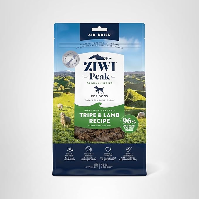 ZIWI Peak Air-Dried Dog Food – Tripe & Lamb - All Natural, High Protein, Grain Free, Limited Ingredient w/ Superfoods (16oz)