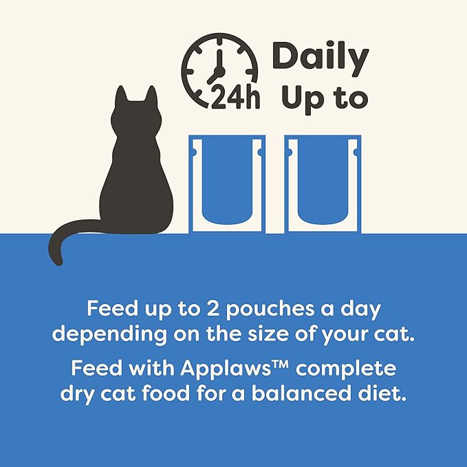 Applaws Natural Wet Cat Food in Broth, Limited Ingredient Wet Cat Food Pouches, No Additives, Made with Natural Ingredients, Tuna Fillet & Seabream in Broth (12 x 2.47oz Pouches)