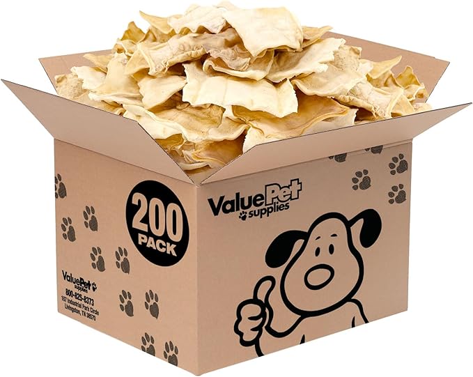 ValueBull USA Rawhide Chips, 200 Count Bulk Pack - Natural & Safe, USA Beef Hide, Long Lasting, Chemical Free, No Artificial Flavors
