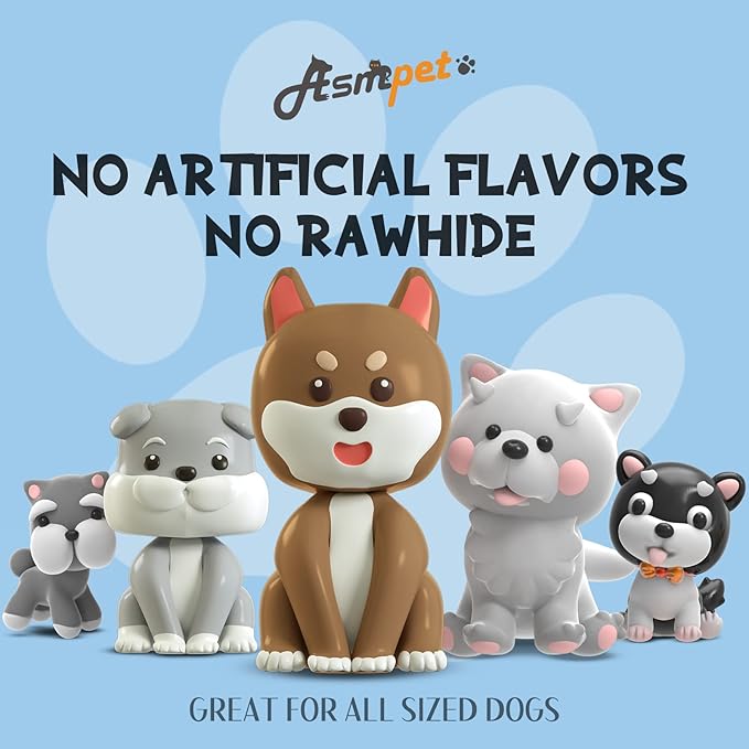ASMPET Dog Cod Skin Treats, Chicken Wrapped Cod Skin Sticks, Rawhide Free Dog Treats Chews Bones, Extra Large